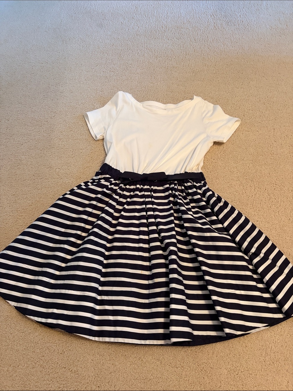 kate spade White Top with Navy Striped Skirt Dress